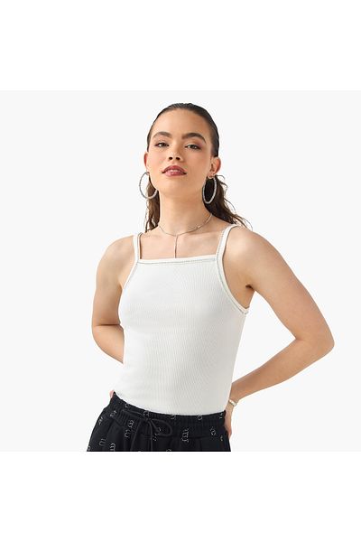 2Xtremz Embellished Tank Top with Square Neck