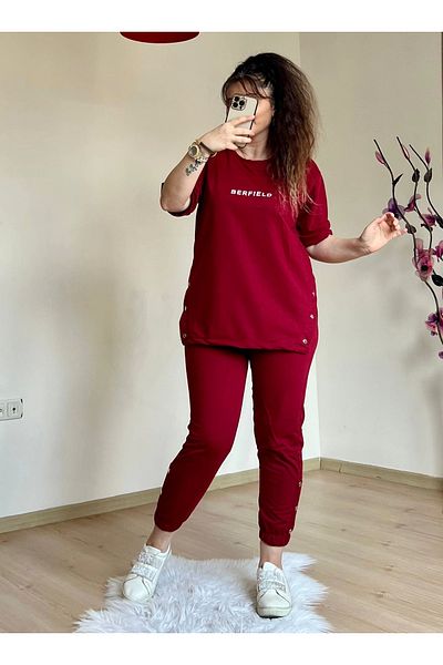 PARİS Бордо костюм с къс ръкав и странична копче