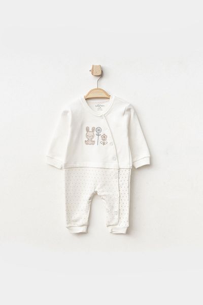 Aziz Bebe Baby Boy Animal Embroidered Snap Jumpsuit 0 Month - 6 Months