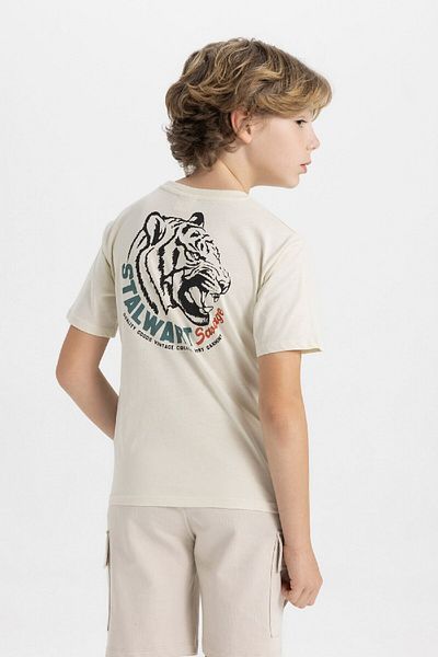 DeFacto Boy's Crew Neck Printed Short Sleeve T-Shirt C4666A824SM