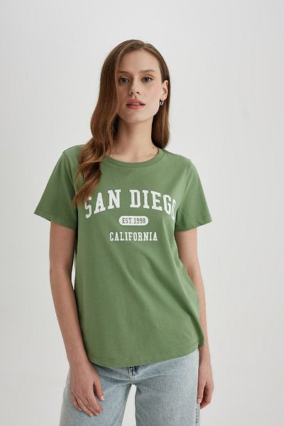 DeFacto Regular Fit Crew Neck Printed Short Sleeve T-Shirt C2619ax24sp