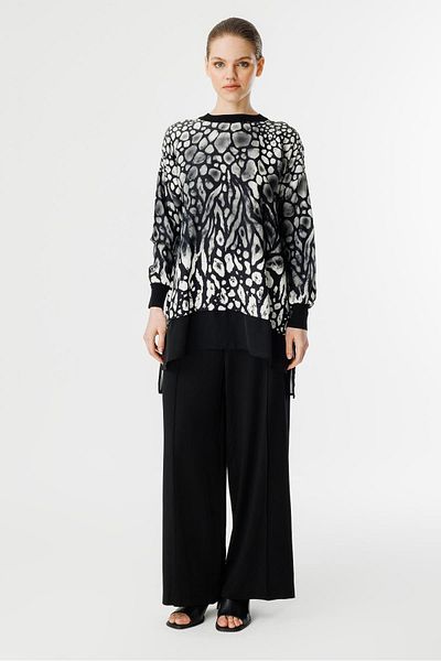 Ghisa Chiffon Fabric Detailed Tunic Black-Black