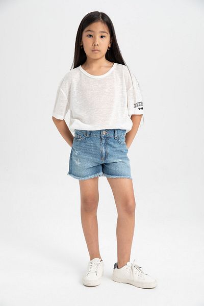 DeFacto Girls Oversize Wide Fit Crew Neck Printed Short Sleeve T-Shirt C4606A824Sm