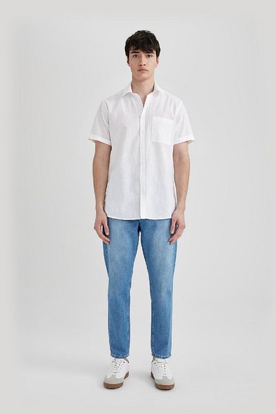 DeFacto Slim Fit Slim Fit Basic Solid Short Sleeve Shirt R1706Az24Sm