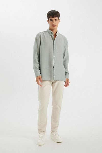 DeFacto Relax Fit Polo póló - Poplin Modal Basic DLUZEN SLEEVE