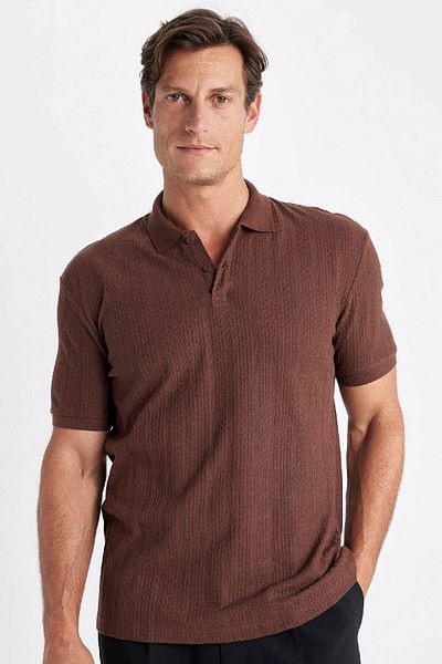DeFacto Polo tričko Regular Fit s krátkým rukávem z texturovaného úpletu C4140ax24sm
