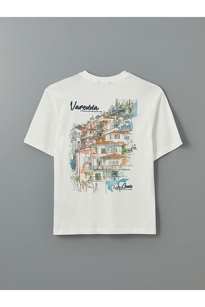 LC Waikiki Bedrucktes Herren-T-Shirt aus gekämmter Baumwolle mit Rundhalsausschnitt