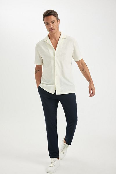 DeFacto Modern Fit Polo Neck Combed Cotton Short Sleeve Shirt C4125Ax24Sm