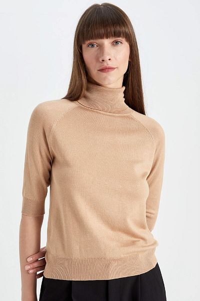 DeFacto Regular Fit Turtleneck Half Sleeve Basic Plain Knitwear Sweater U8280Az24Au