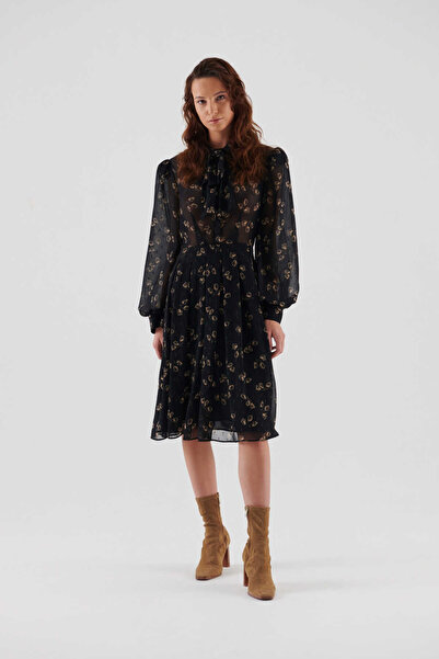 Roman Yaka Bağlamalı Günlük Elbise Standart Renk K2311023_089