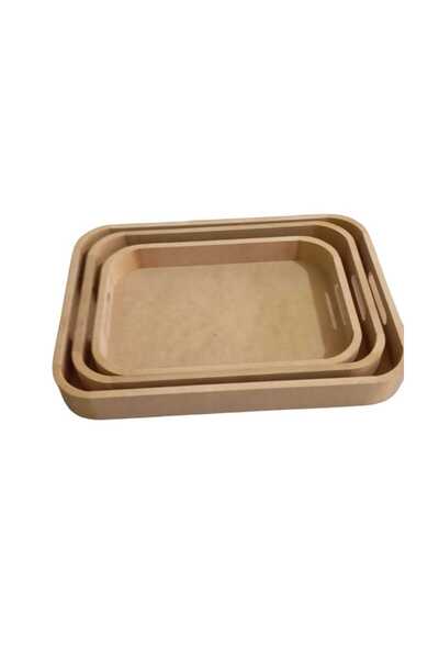 st koleksiyon hobi antika Mdf Set of 3 Oval Corner Rectangular Trays