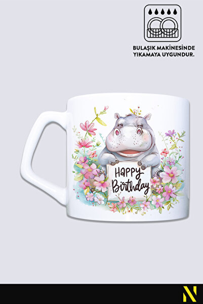nilizma Happy Birthday Cute Hippopotamus Mug Cup Mug 225 ml