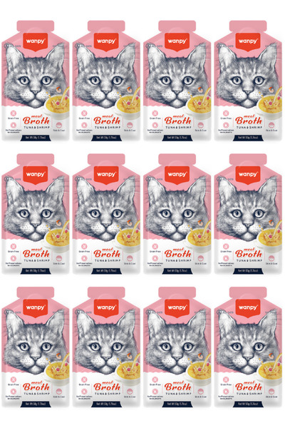 Wanpy Ton Balıklı ve Karidesli Tahılsız Kedi Çorbası 50gr - 12 Adet