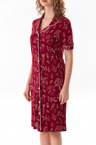 CALİA Rochie de noapte din țesătură din viscoză, cu nasturi, pentru femei (cu cadou bandă pentru somn)