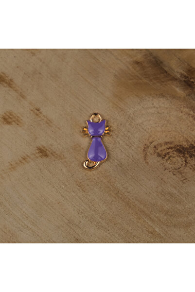 Prestij Boncuk Pandantiv de împingere cu figură de pisică liliac - metal auriu