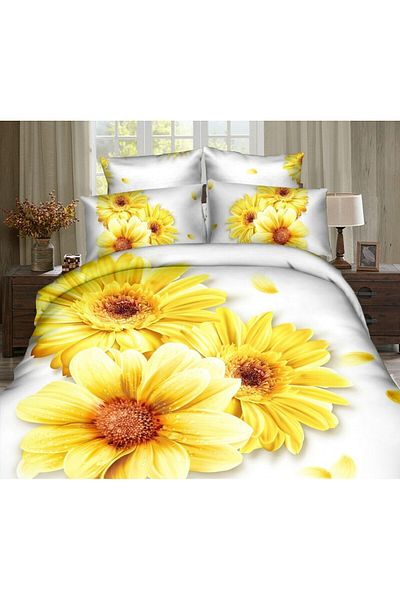Pucioasa 3d Digital Print Bed Linen, Ralex, Yellow Flower