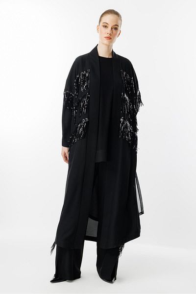 Ghisa Sequin Detailed Suit Black