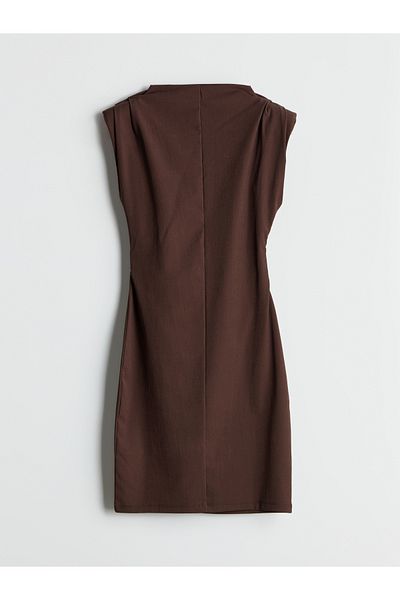 LC Waikiki Gerafftes Kleid mit Stehkragen