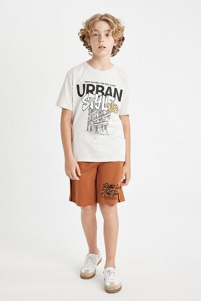 DeFacto Boy's Crew Neck Printed T-Shirt - Short Sleeve C4651A824SM
