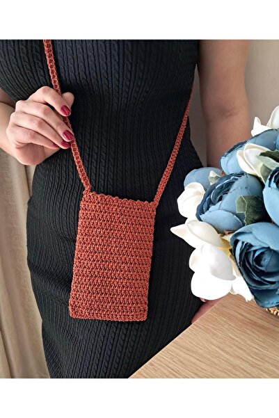 ARMODA STYLE Cep Telefon Çantası Turuncu / Örgü Simli