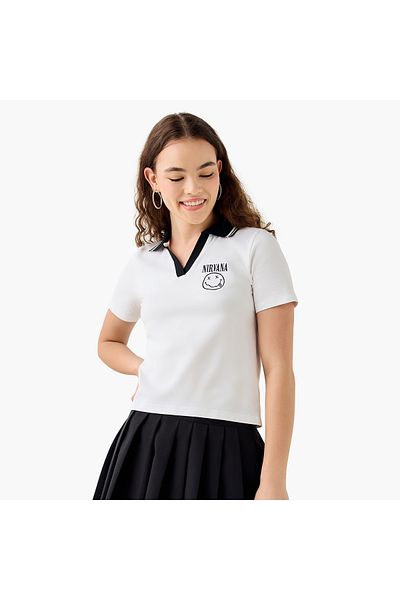 SP Characters Nirvana Embroidered Polo T-shirt with Short Sleeves