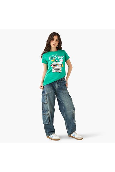 SP Characters Graphic Print Crew Neck T-shirt