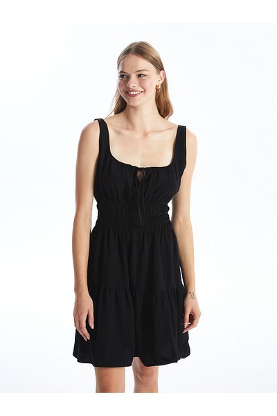 LC Waikiki Γυναικείο φόρεμα U-Neck Plain Line Blend