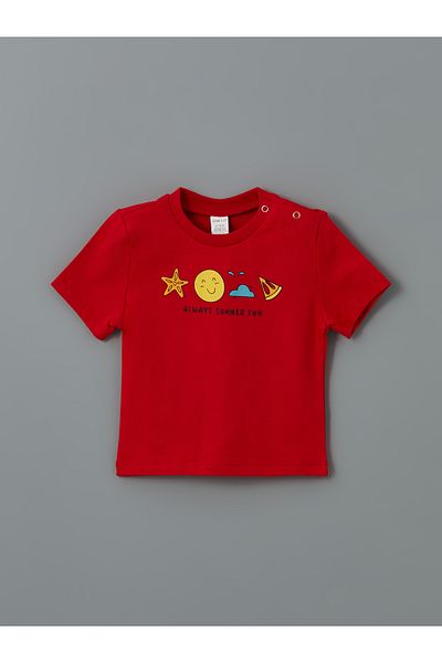 LC Waikiki Tricou cu imprimeu pentru bebelusi cu decolteu, pachet de 2