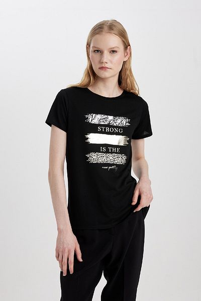 DeFacto Relax Fit Crew Neck Printed Short Sleeve T-Shirt C3679ax24sp