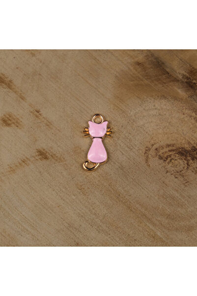 Prestij Boncuk Figurină de pisică roz din metal auriu pentru brățară