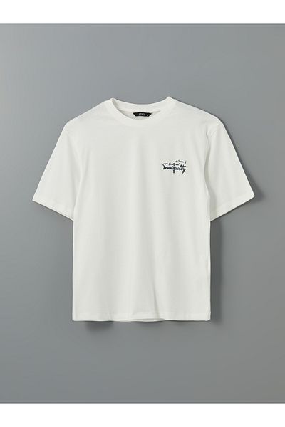 LC Waikiki Bedrucktes Herren-T-Shirt aus gekämmter Baumwolle mit Rundhalsausschnitt