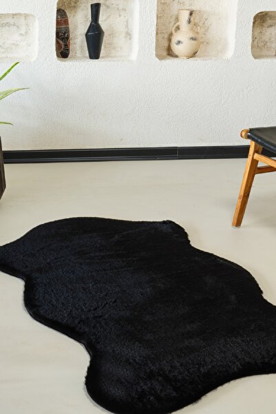 Kaşmir Halı 7/24 Cosy Premium Siyah Yumuşak Dokulu Salon Mutfak Halısı Yolluk
