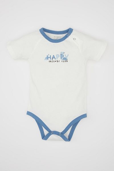 DeFacto Body für Neugeborene (Jungen) mit Kragen, bedruckt, aus gekämmter Baumwolle, kurzärmelig, mit Druckknopf, C2789A524SM