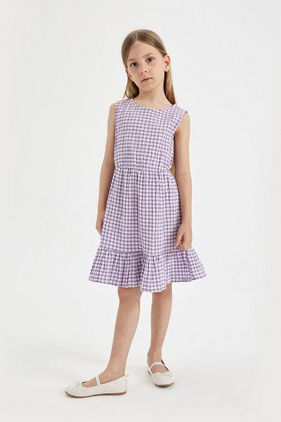 DeFacto Kariertes ärmelloses Kleid für Mädchen C4022A824SM