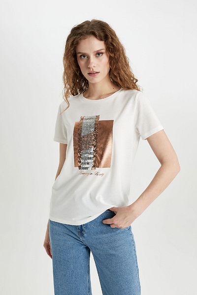 DeFacto Crew Neck Short Sleeve Regular Fit T-Shirt C4059ax24sp