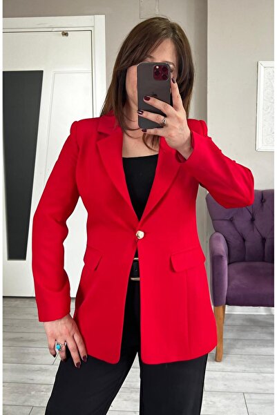 VOSEM BUTİK TEK DÜĞMELİ KIRMIZI BLAZER CEKET