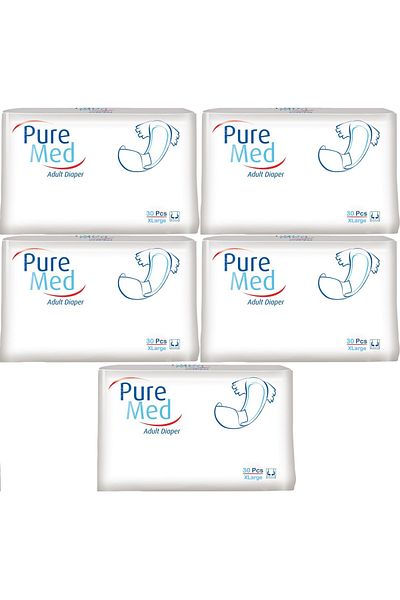 Puremed Patient Diaper with Waist Band Textile Surface XL Extra Large 150 Pieces (5Pk*30)