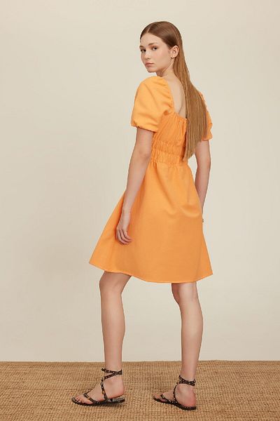 DeFacto Kurzärmliges Minikleid aus Leinen mit quadratischem Ausschnitt A4768AX24SM