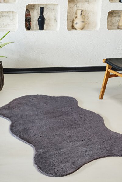 Kaşmir Halı 7/24 Cosy Premium Antrasit Yumuşak Dokulu Salon Mutfak Halısı Yolluk