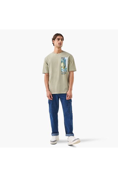 SP Characters Graphic Print T-shirt with Crew Neck and Short Sleeves