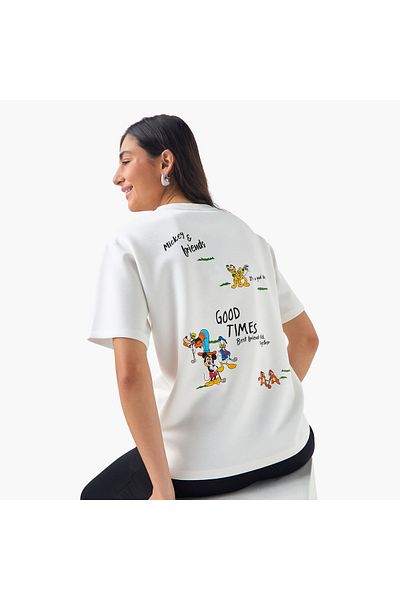 SP Characters Mickey Mouse and Friends Print T-shirt with Short Sleeves