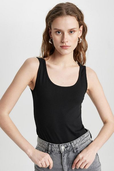DeFacto Slim Fit Slim Fit U-Kragen Basic Plain Tank Top I1059az24sm