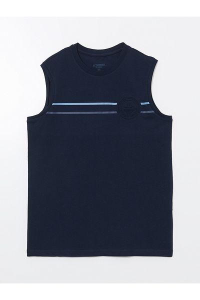 LC Waikiki Bedrucktes ärmelloses Herren-T-Shirt mit Rundhalsausschnitt