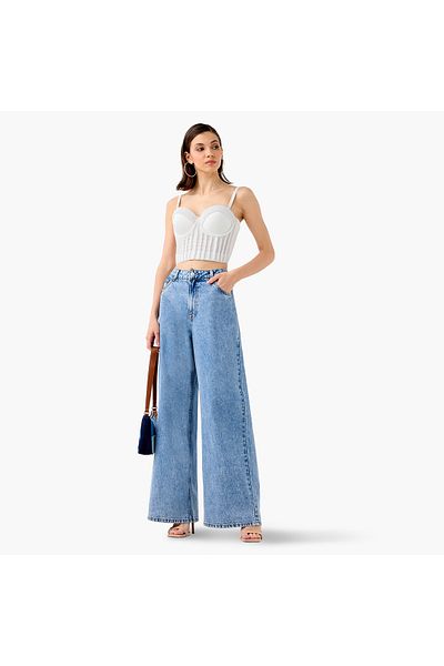 2Xtremz Pearl Embellished Strappy Crop Top