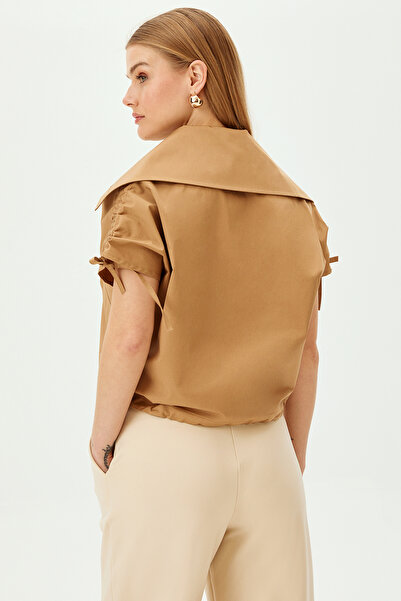 Allyco Βαμβακερό κοντομάνικο πουκάμισο με λεπτομέρεια με κορδόνια