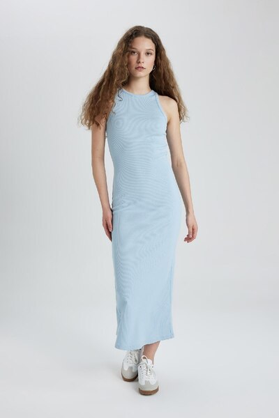 DeFacto Rochie maxi fără mâneci, cu decolteu cu șarmuire, cu nervuri, A4828ax24sm