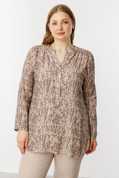 Mi Pret a Porter Mi Gathered Shoulder Patterned Blouse