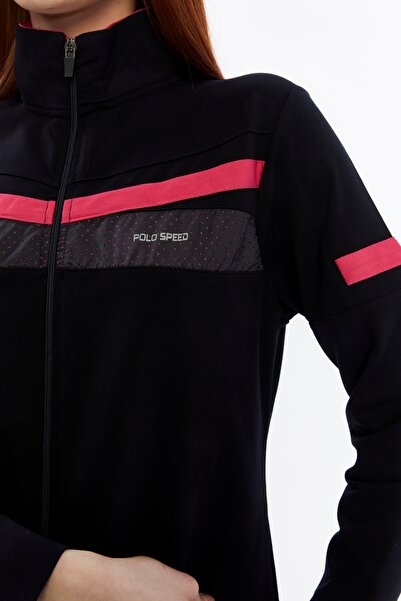 POLO SPEED Dik Yaka Fermuar Cepli Standart Kalıp Klasik Paça Kadın Eşofman Tunik Takım - 2644