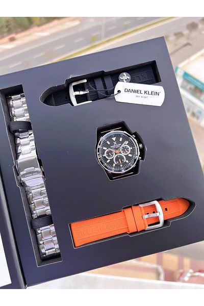 Daniel Klein Steel Cord & Silicone Cord with Inner Functions Active 3 Atm Men Wrist Watch Bc13572.7