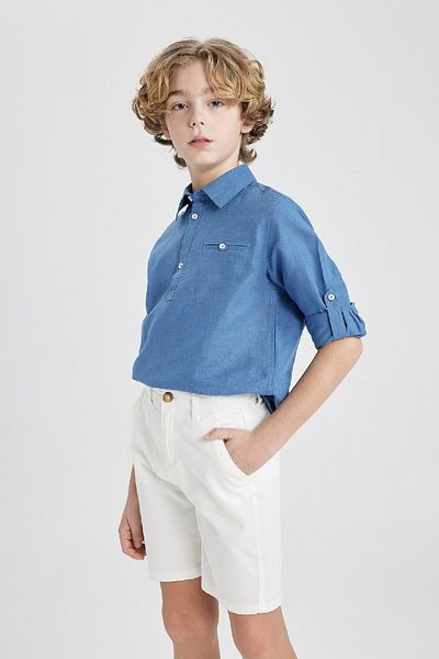 DeFacto Basic Straight Gabardine Shorts with Pockets for Boys C2955A824Sm